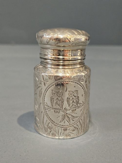 Superb Victorian Silver Owl Scent Bottle