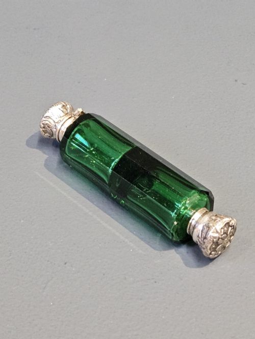 Victorian Emerald Glass Scent and Smelling Salts Bottle