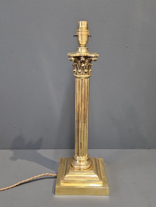 Victorian Brass Corinthian Column Table Lamp