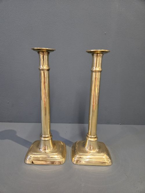 Pair of Tall George III Seemed Brass Candlesticks