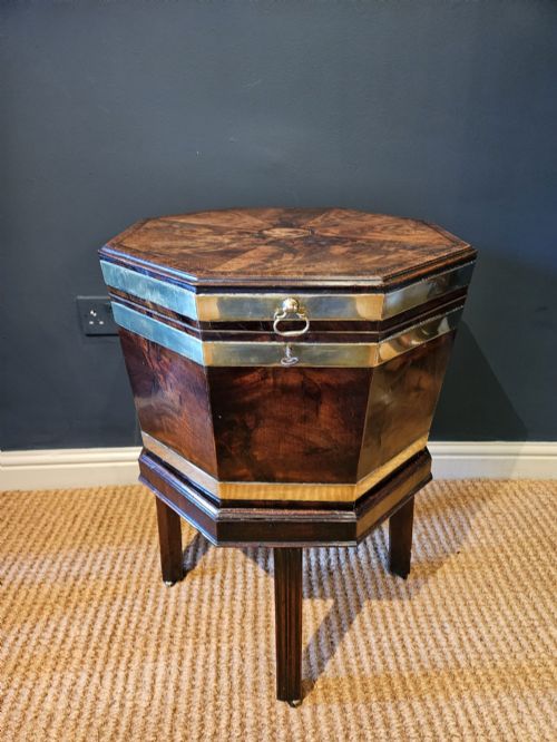 Superb George III Mahogany Brass Bound Wine Cooler with Original Interior