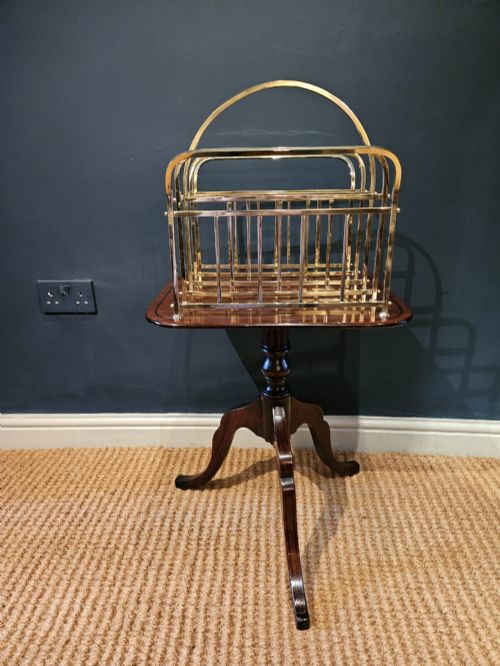 Victorian Mahogany and Brass Framed Magazine Stand
