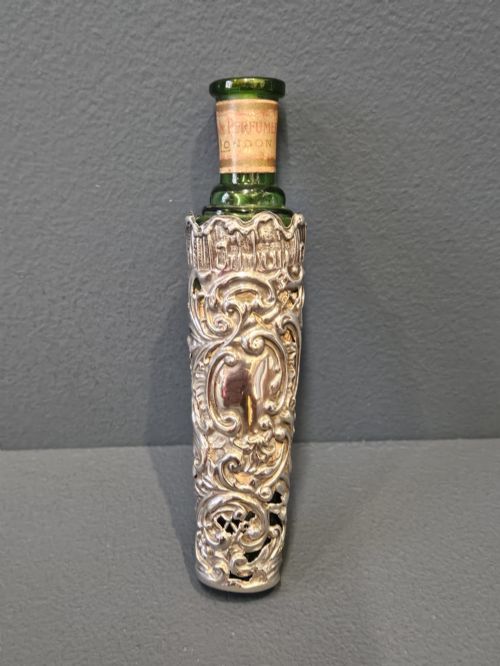 Edwardian Silver Bottle Case with Bottle