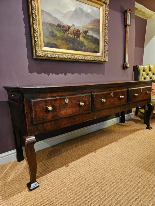 Superb George II Oak Three Drawer Dresser