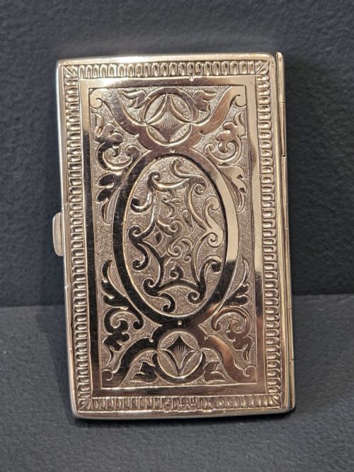 Fine Victorian Quality Engraved Silver Card and Stamp Case