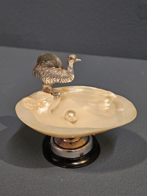 Rare Edwardian Silver Emu Pin Cushion