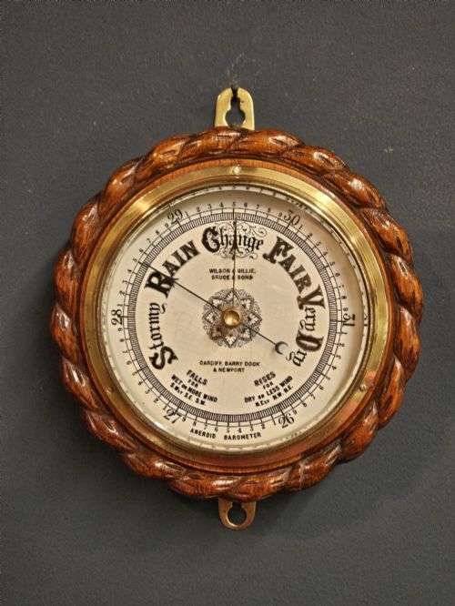 Cardiff Oak Cased Ships Barometer