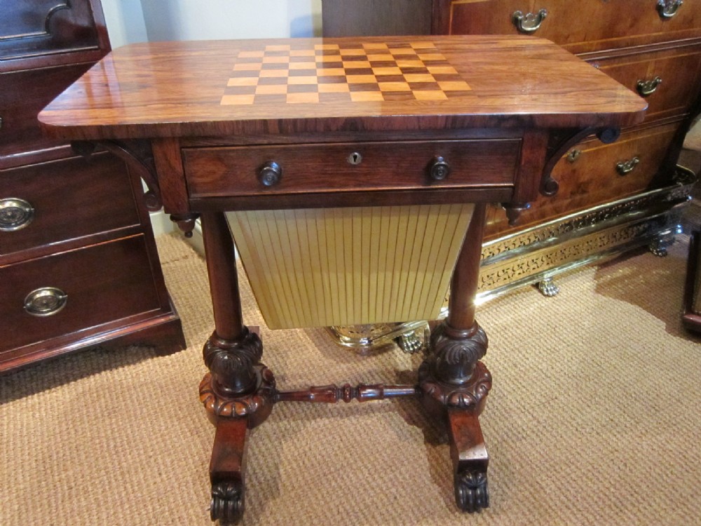 FINE REGENCY ROSEWOOD GAMES & WORK TABLE