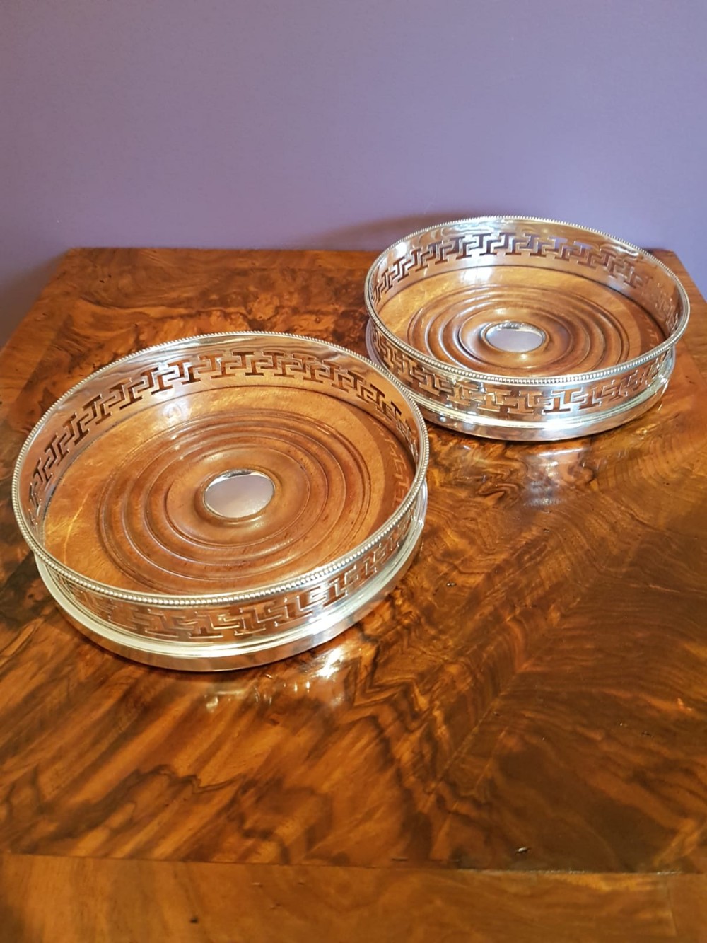Rare Pair of Antique Victorian Silver Magnum Bottle Coasters