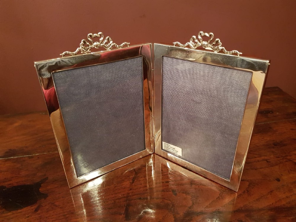 Antique Edwardian Silver Double Photo Frame