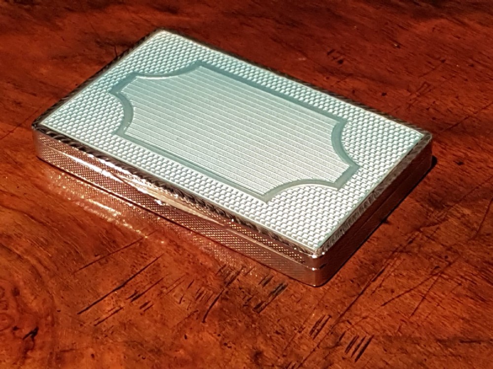 Silver And Blue Engine Turned Enamel Card Case