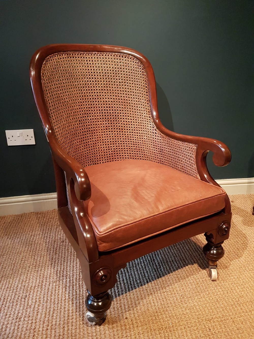 Superb William IV Mahogany Bergere Library Chair