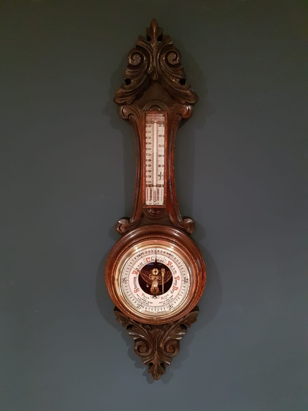 Superb Small Aneroid Barometer with Skeletonised Movement