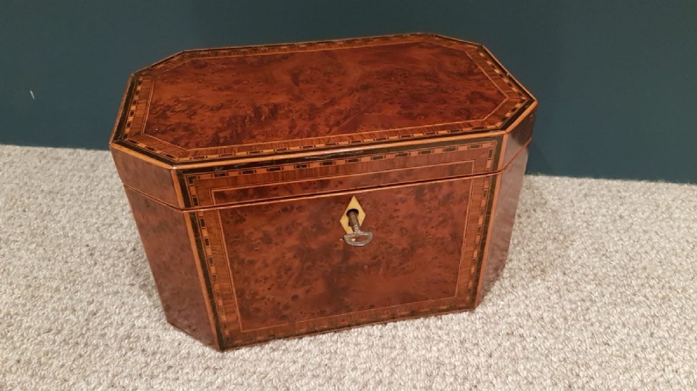 Superb Antique Regency Burr Yew Tea Caddy