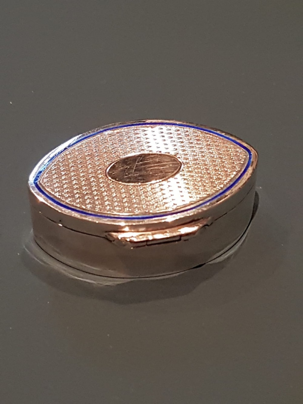 Antique Silver & Royal Blue Enamel Edge Box