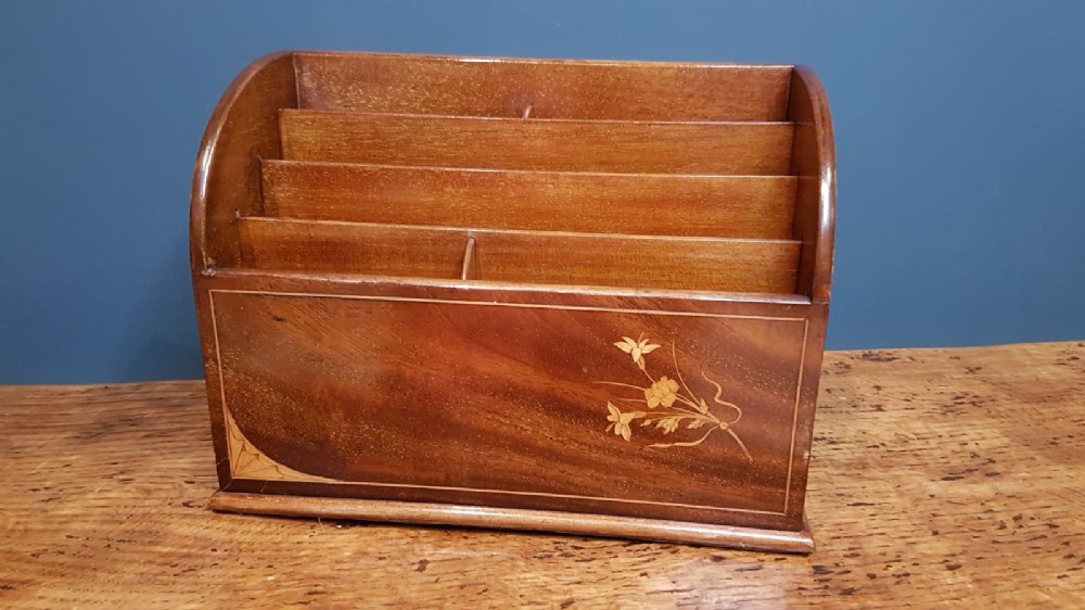 Late Victorian Inlaid Mahogany Stationary Rack