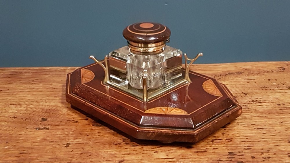 Antique Sheraton Inlaid Pen & Ink Stand