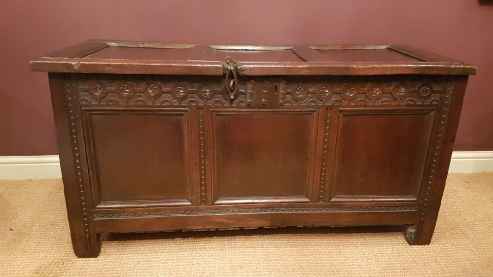 Period Oak Three Panel Coffer