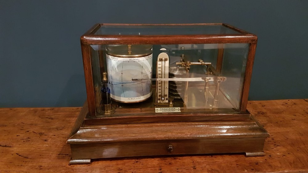 Antique Oak Cased Barograph by Armstrong of Manchester