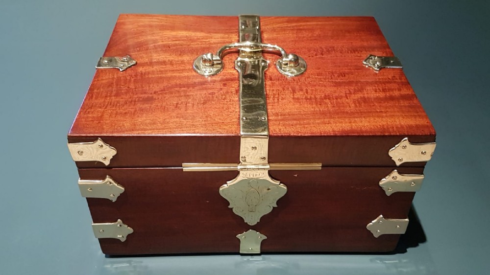 Outstanding Victorian Brass Bound Strong Box