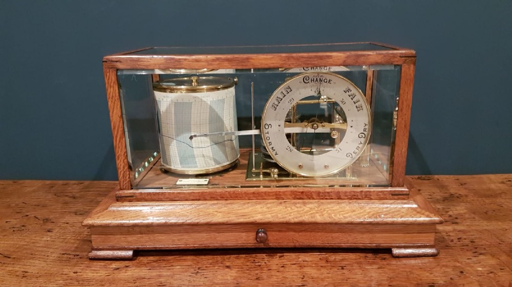 Superb Antique Barograph With Barometer Dial