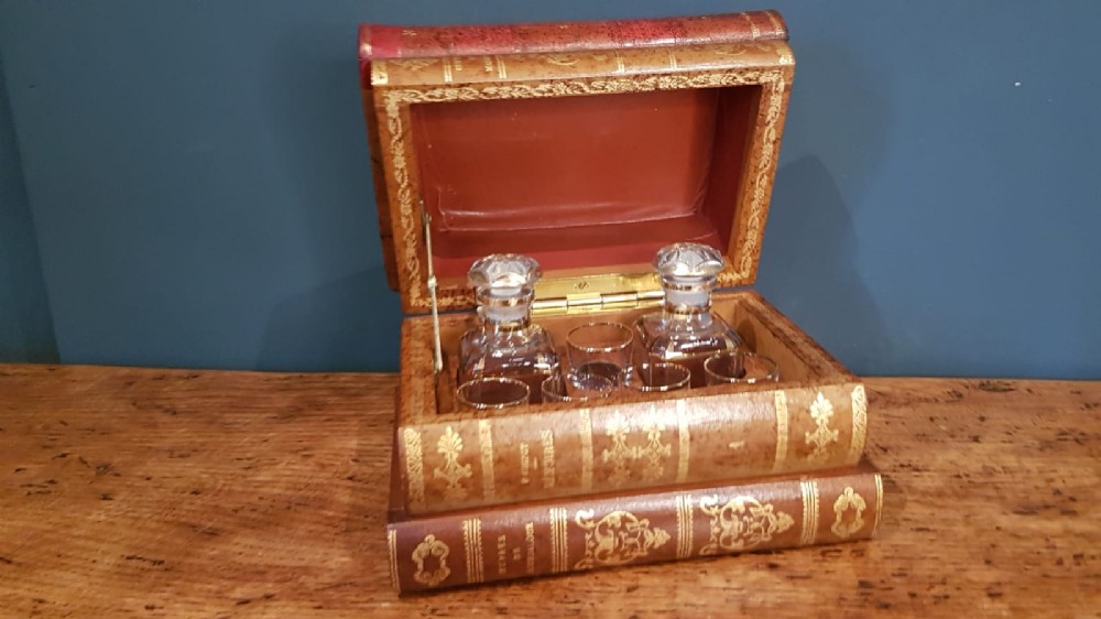 Antique Leather Books Liqueur Tantalus