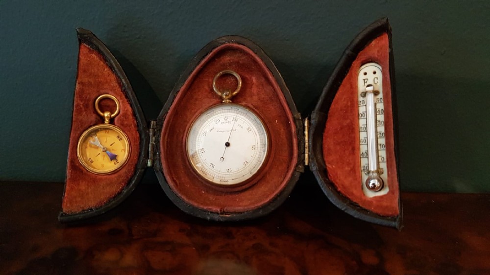 Victorian Pocket Barometer and Compass Set