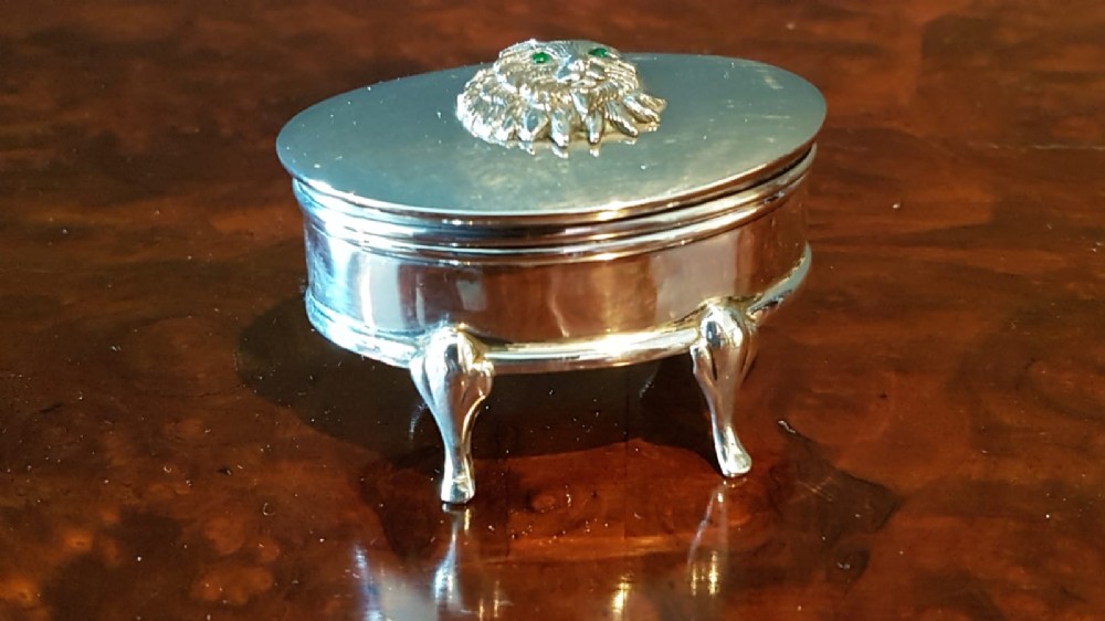 George V Silver Cat Motif Ring Box