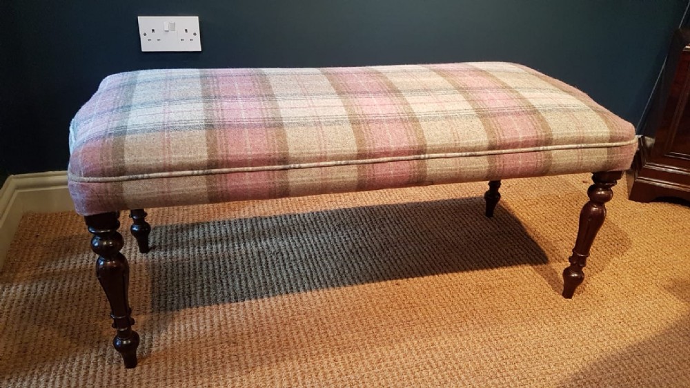 Early Victorian Rosewood Upholstered Double Stool