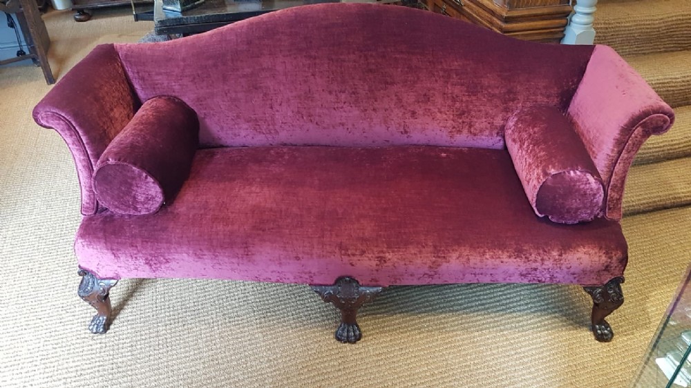 Superb Victorian Mahogany Carved Foot Sofa