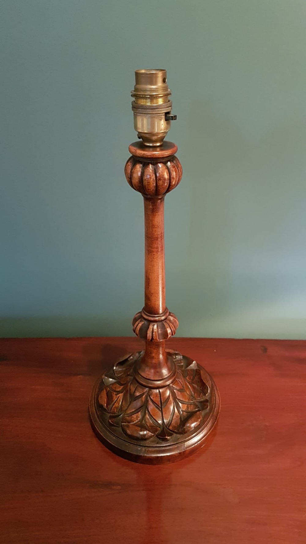 Quality Antique Walnut Table Lamp