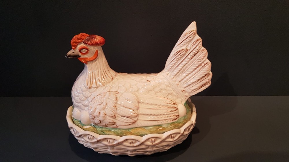 Rare Mid Victorian Staffordshire Egg Dish and Cover