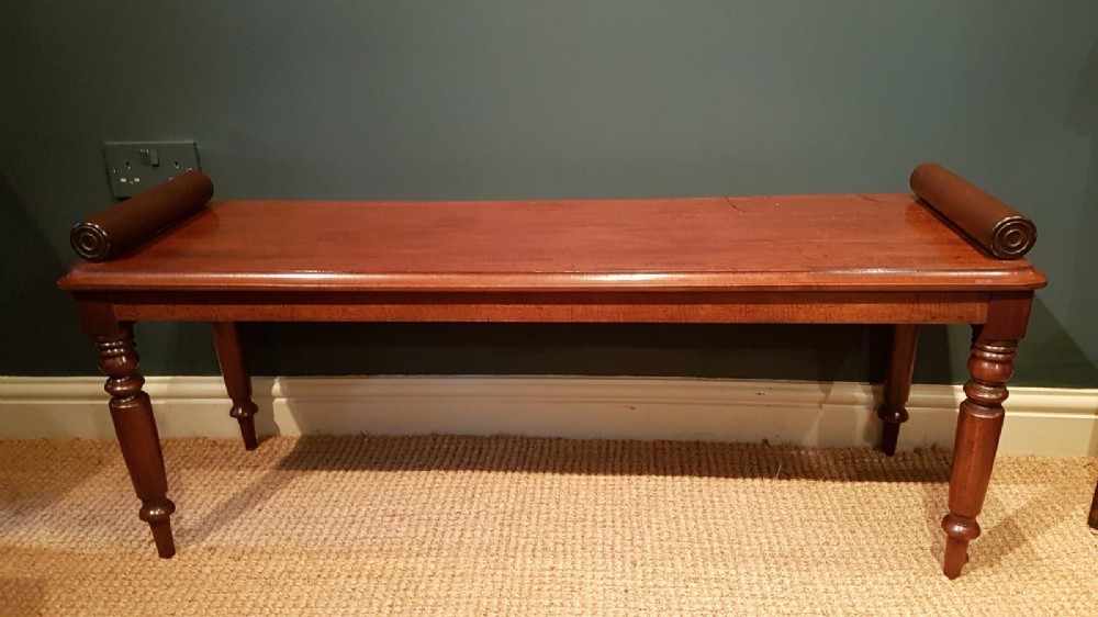 Early Victorian Mahogany Hall Bench