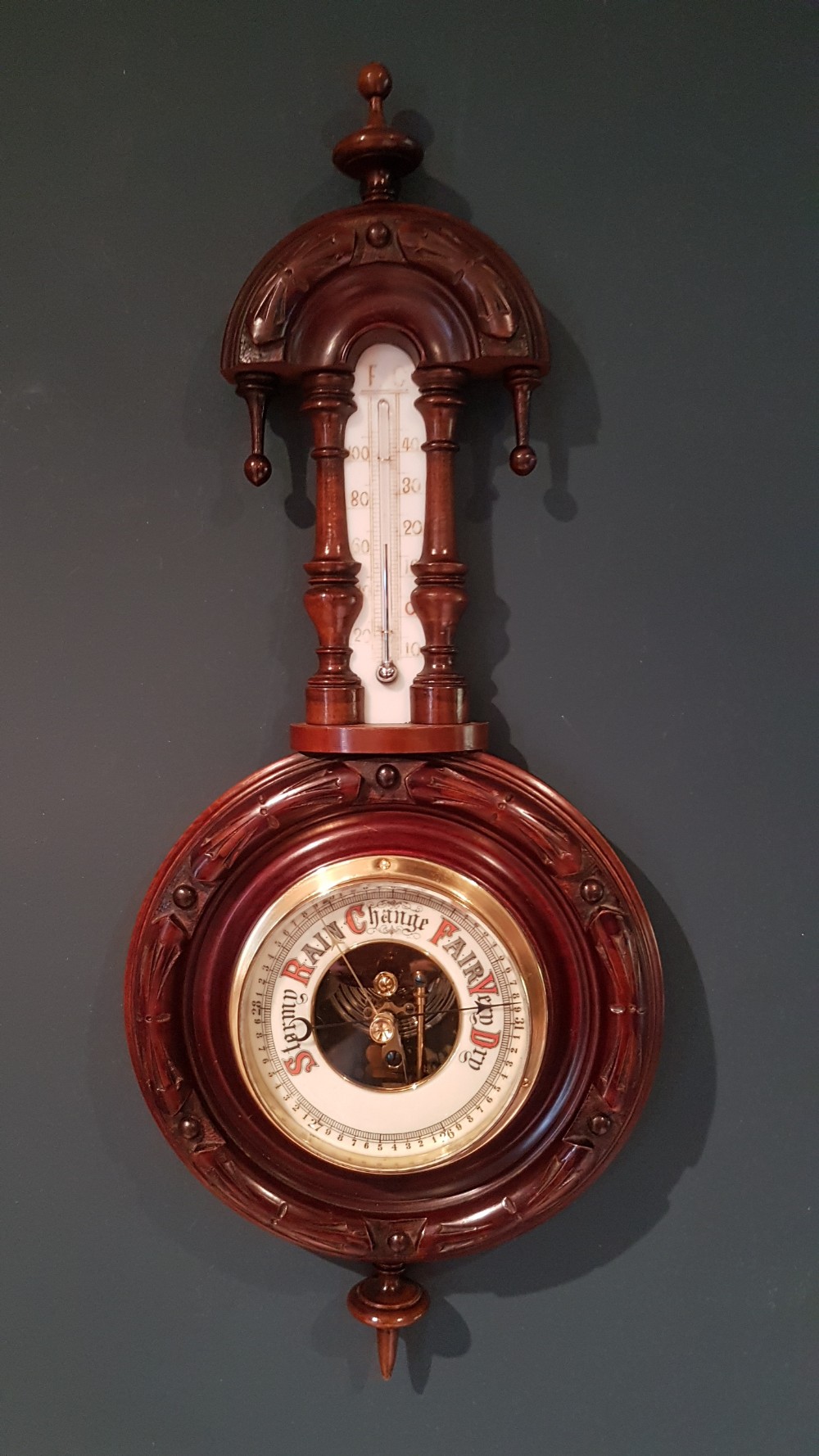 Small Antique Mahogany Pendant Banjo Barometer