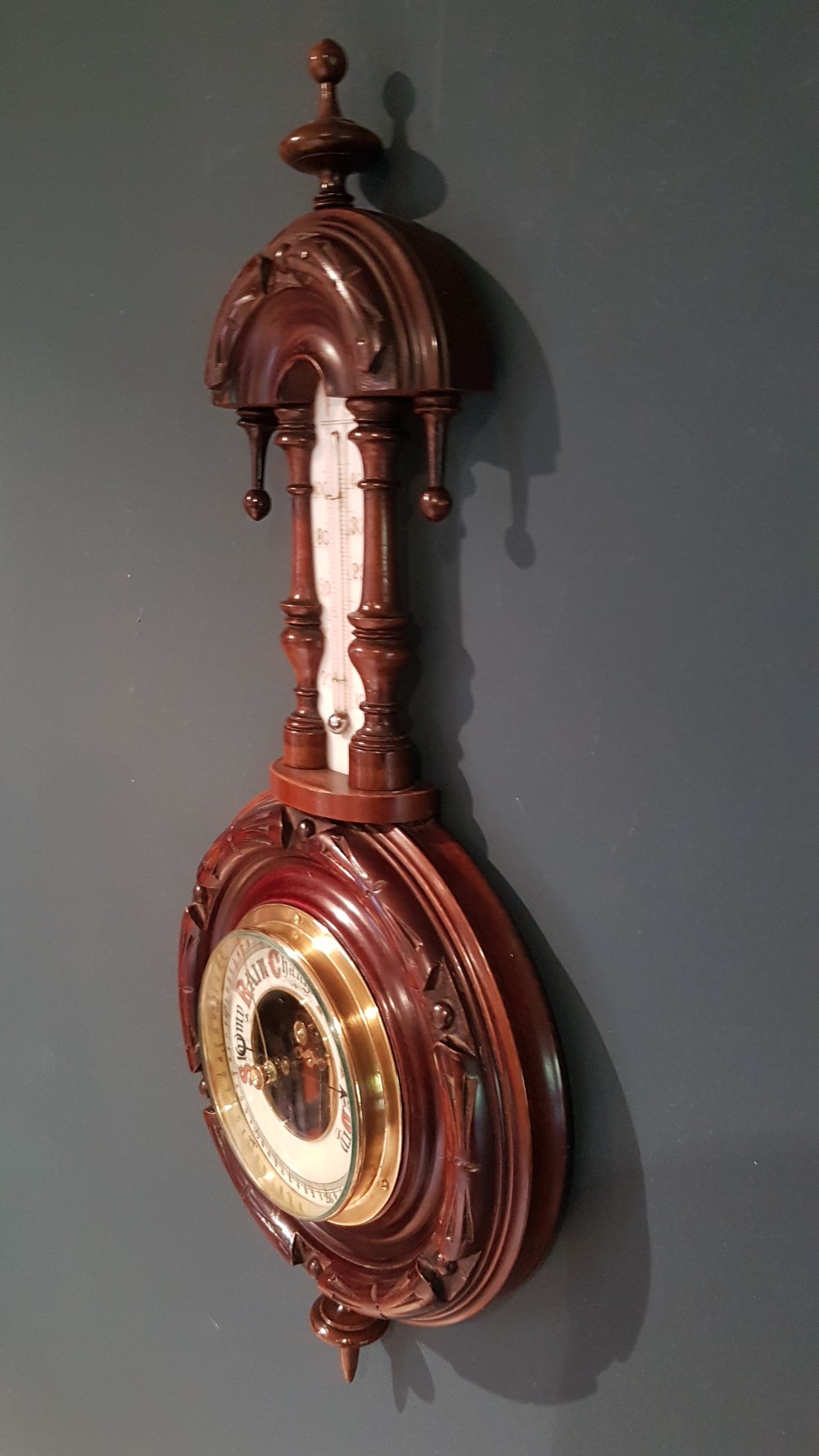 Small Antique Mahogany Pendant Banjo Barometer View IV