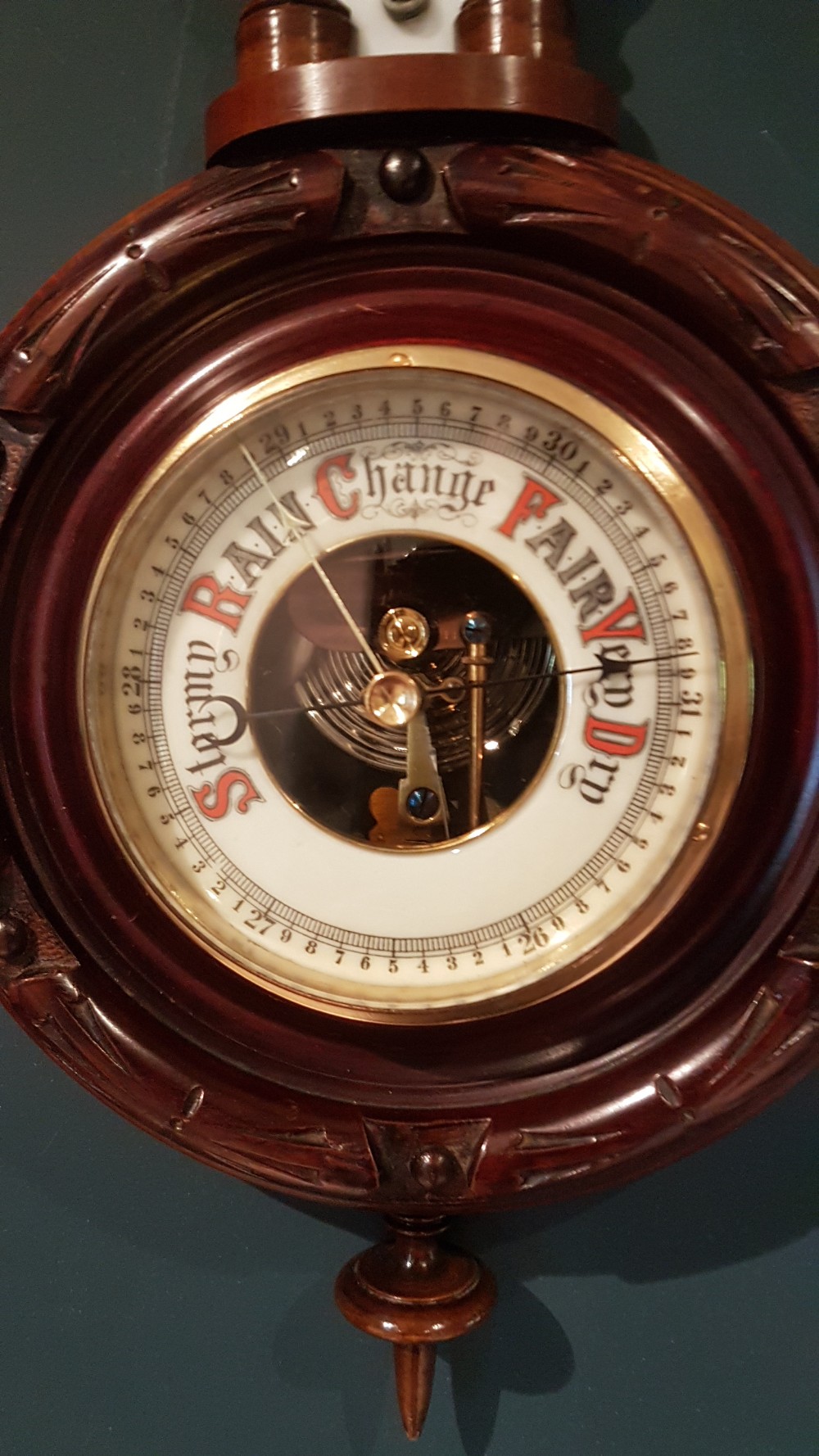 Small Antique Mahogany Pendant Banjo Barometer View V
