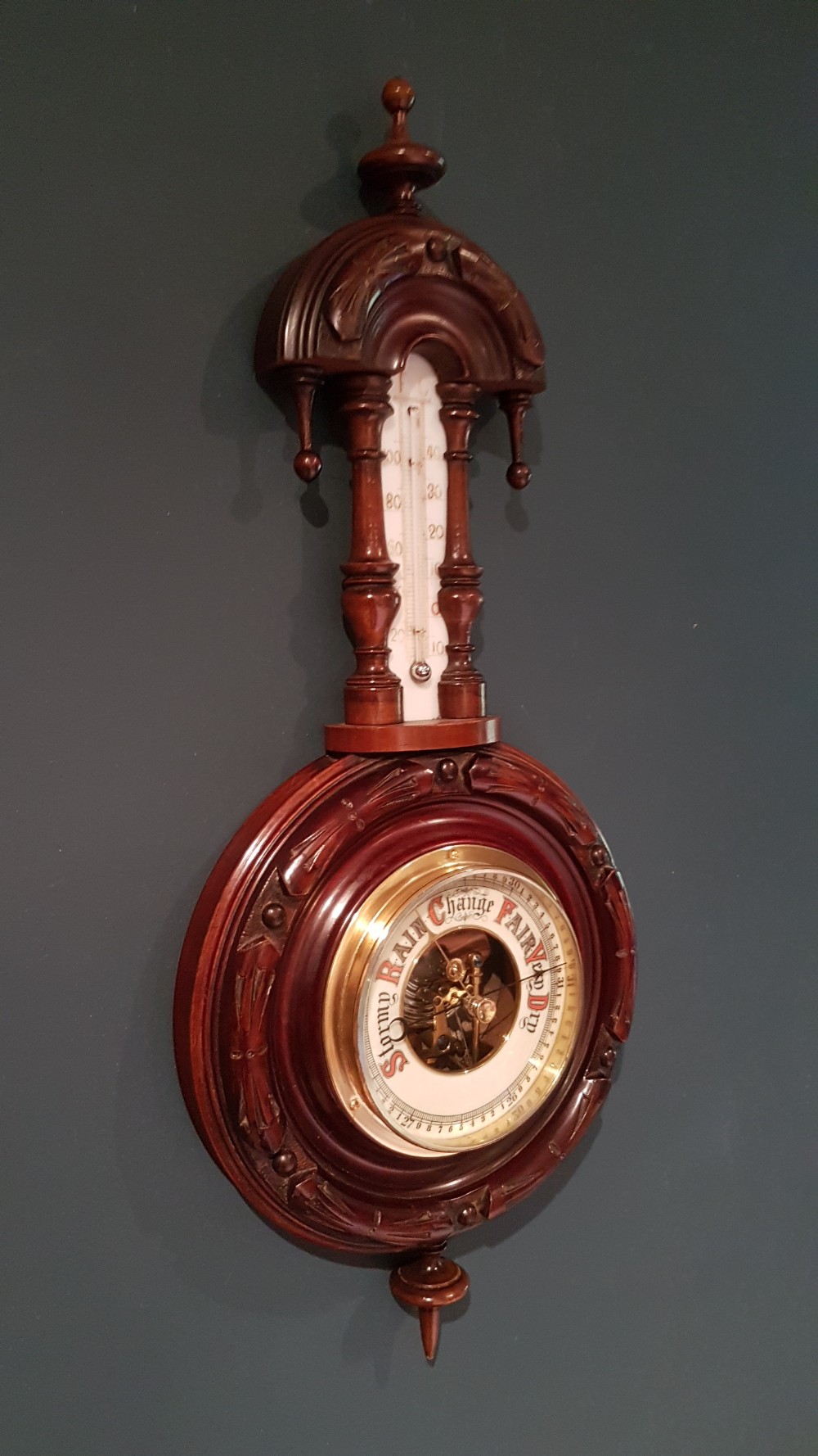 Small Antique Mahogany Pendant Banjo Barometer View VI