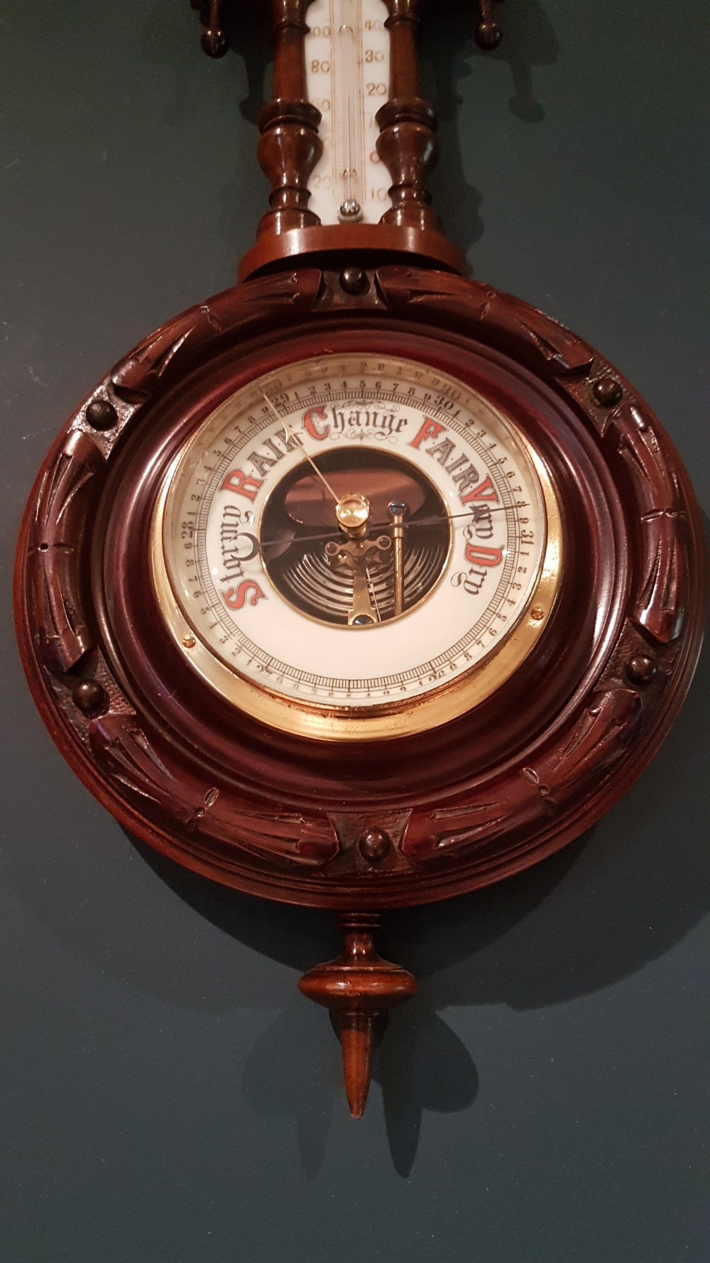 Small Antique Mahogany Pendant Banjo Barometer View VII