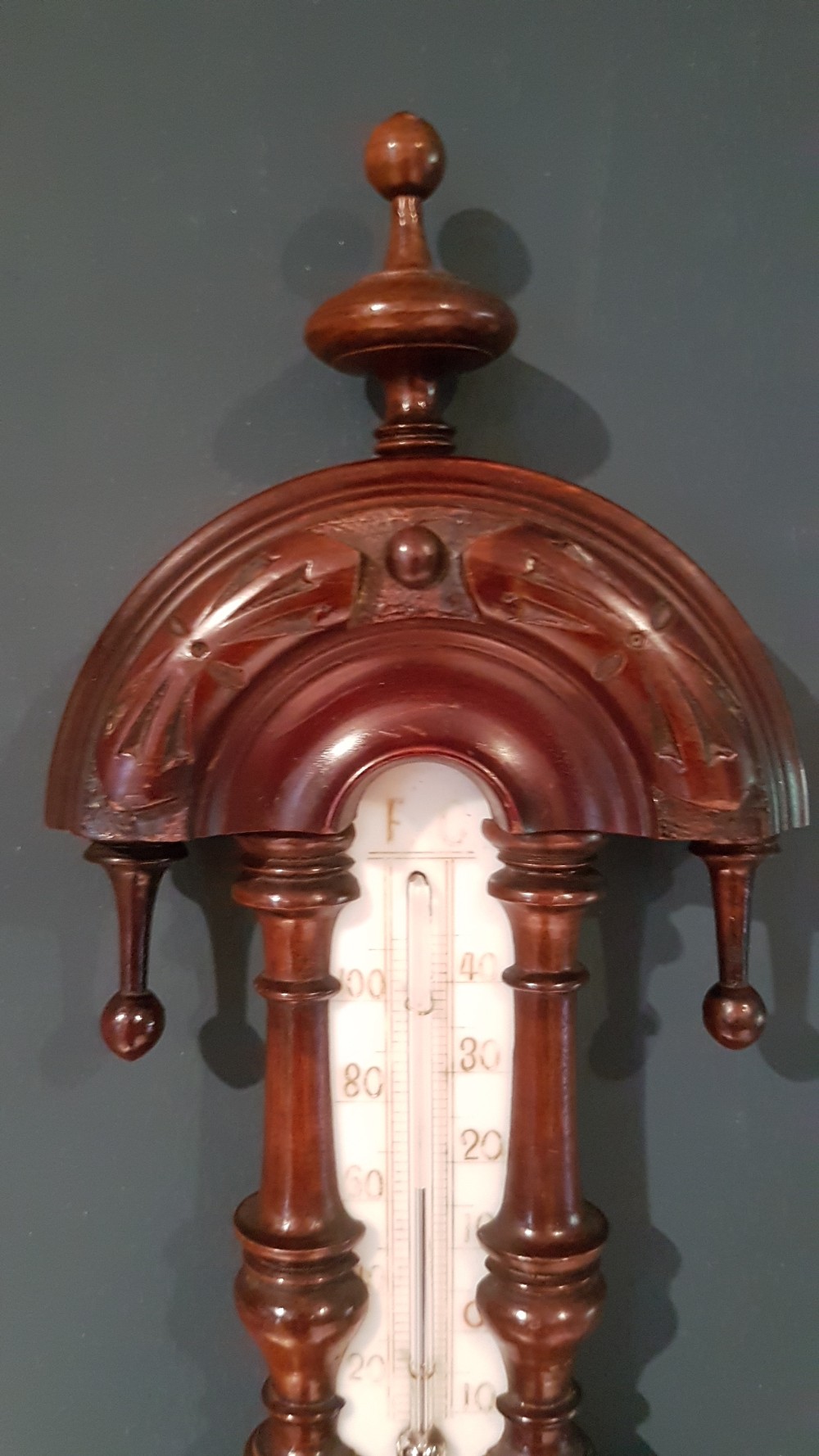 Small Antique Mahogany Pendant Banjo Barometer View IX