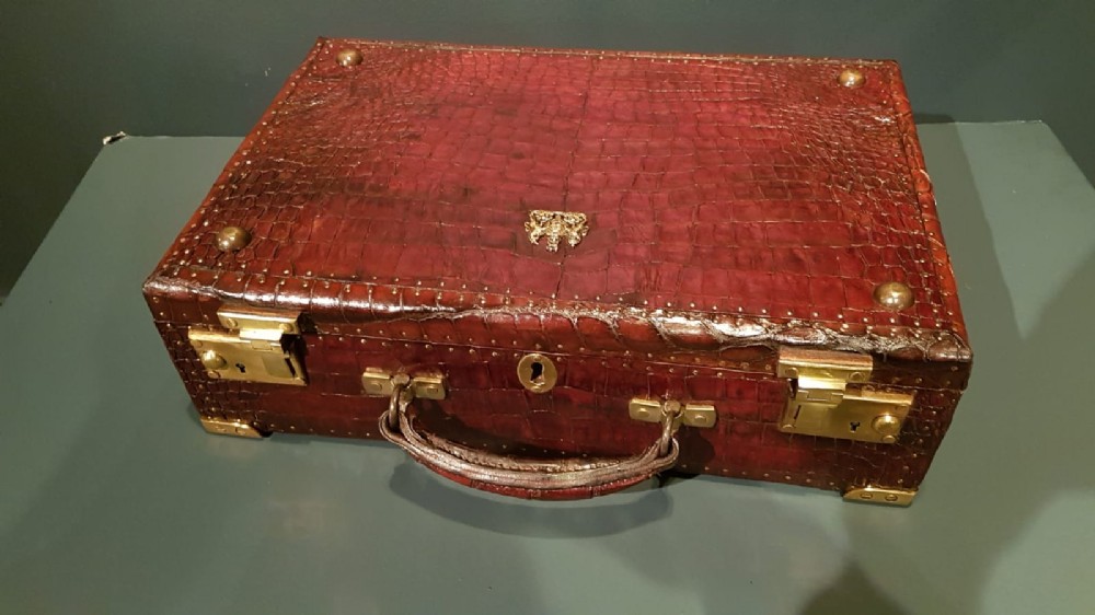 Superb 1920's Crocodile Skin Dispatch Case