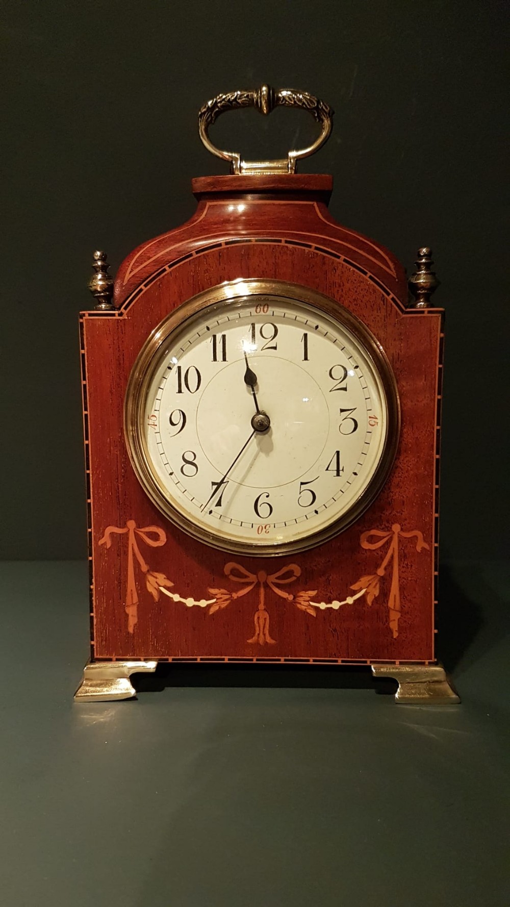Fine Quality Edwardian Inlaid Mahogany Mantel Clock