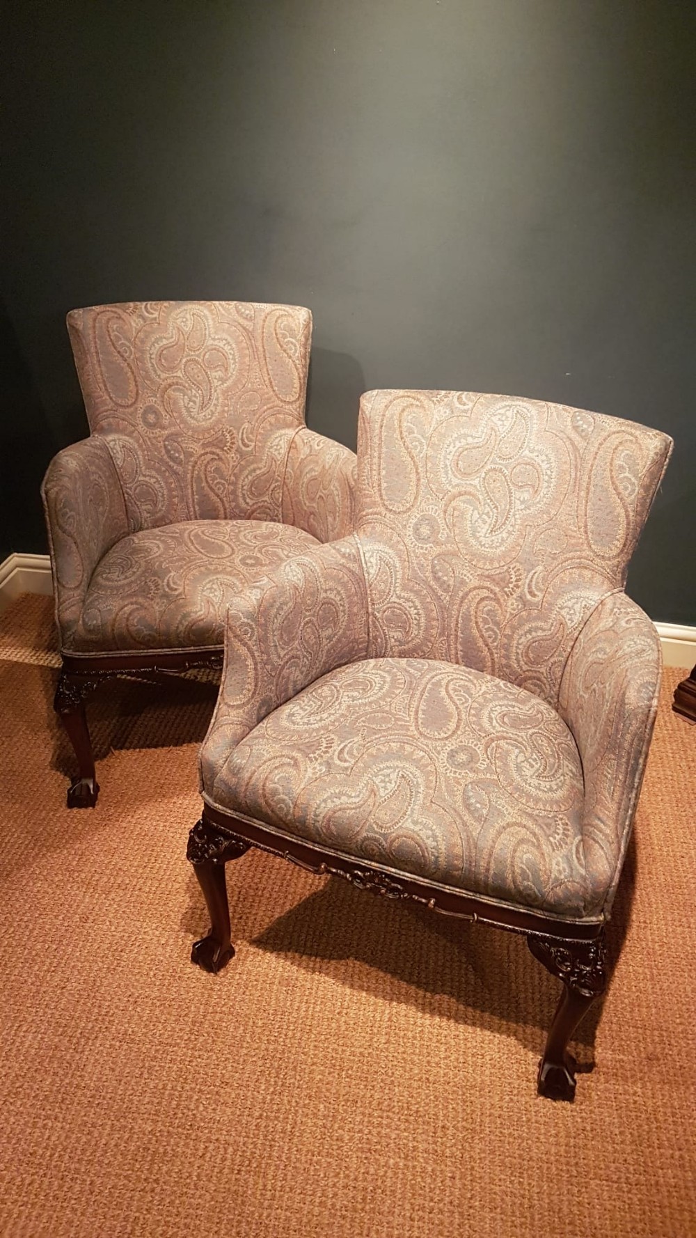 Pair Upholstered Arm Chairs