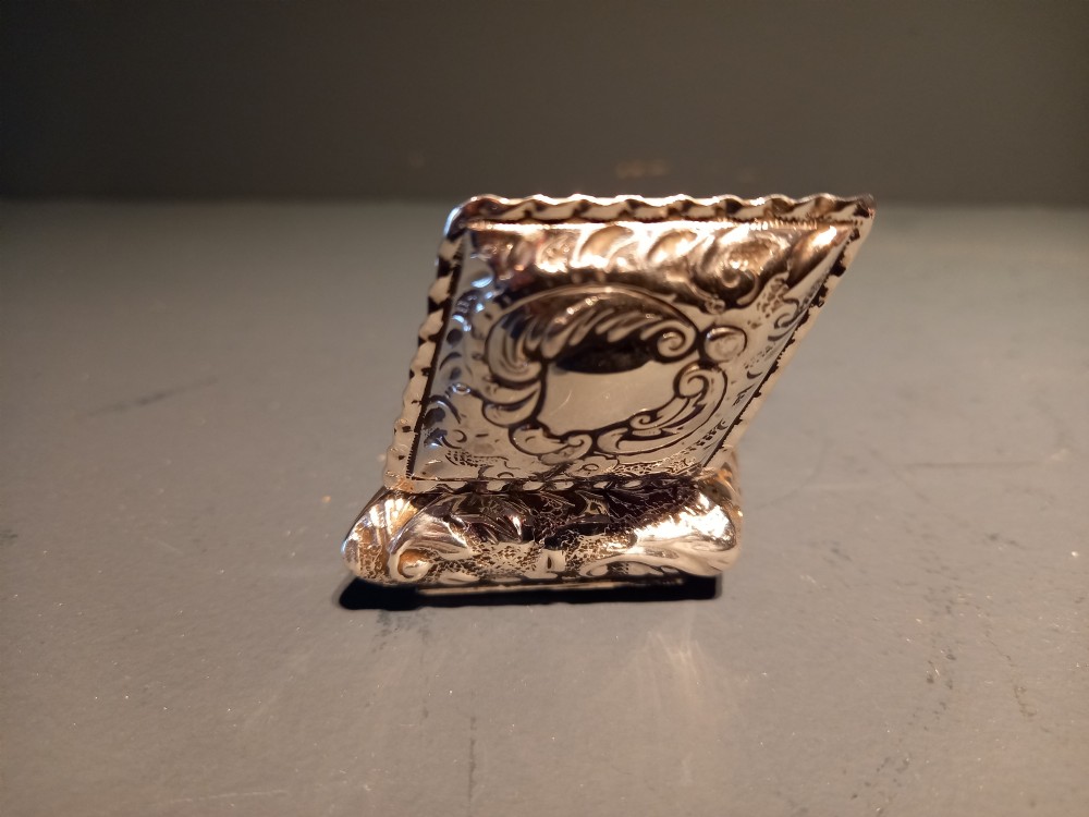 Victorian Silver Lozenge Shaped Box View V