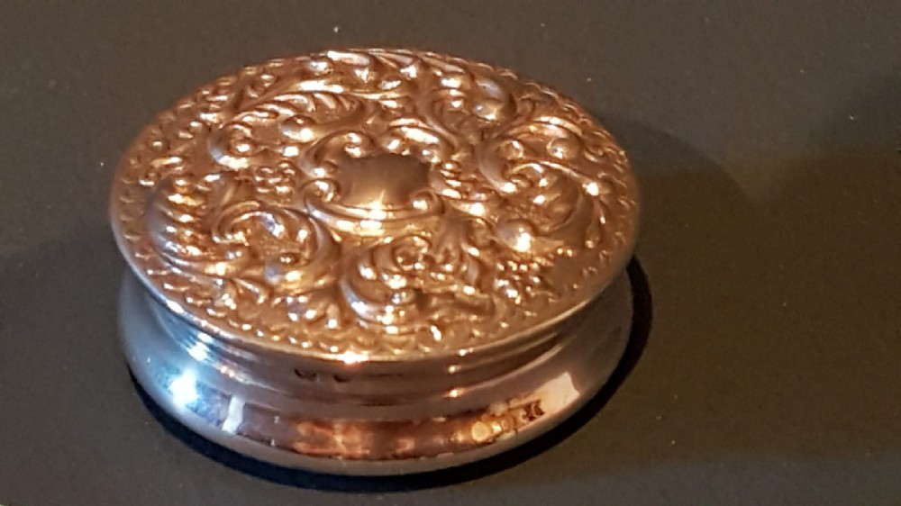 Victorian Embossed Silver Pill Box