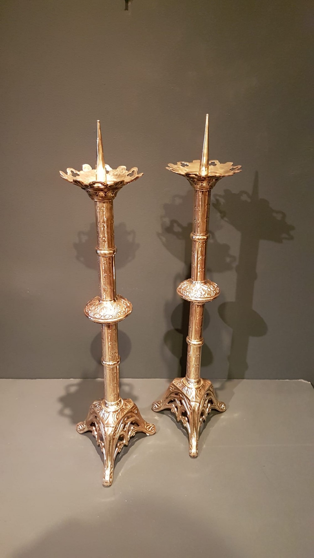 Large Pair of Victorian Brass Candlesticks