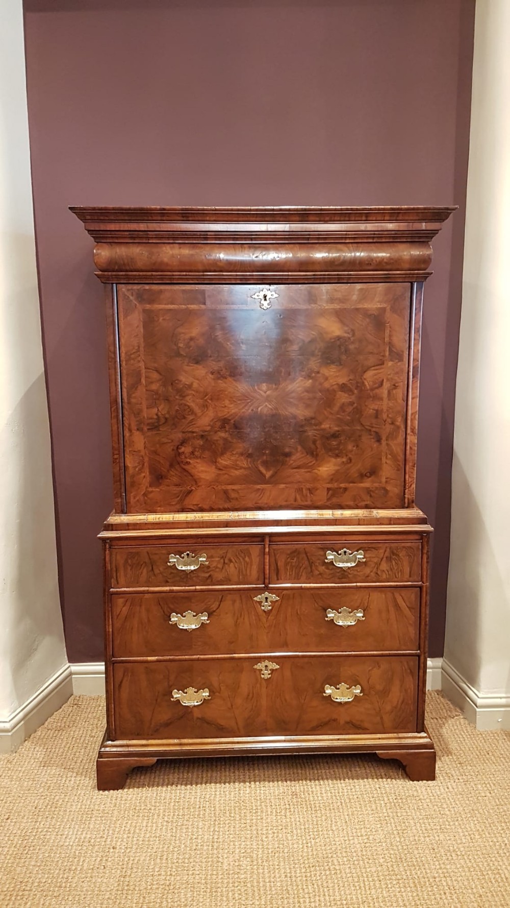 Superb Small George I Walnut Escritoire