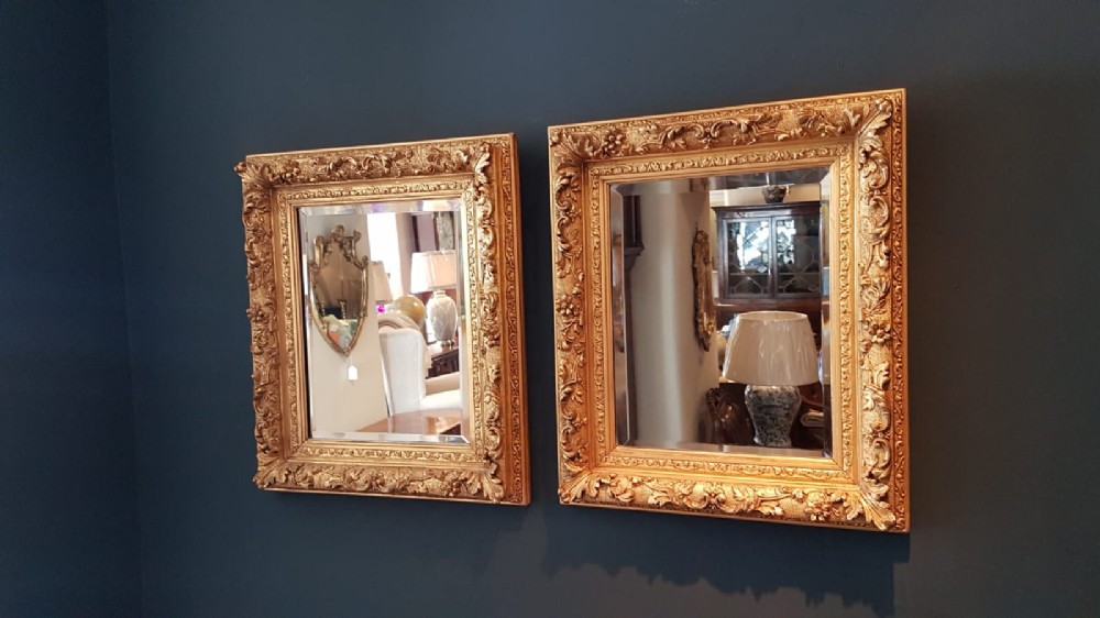 Matching Pair of Antique Timber Gilt Mirrors