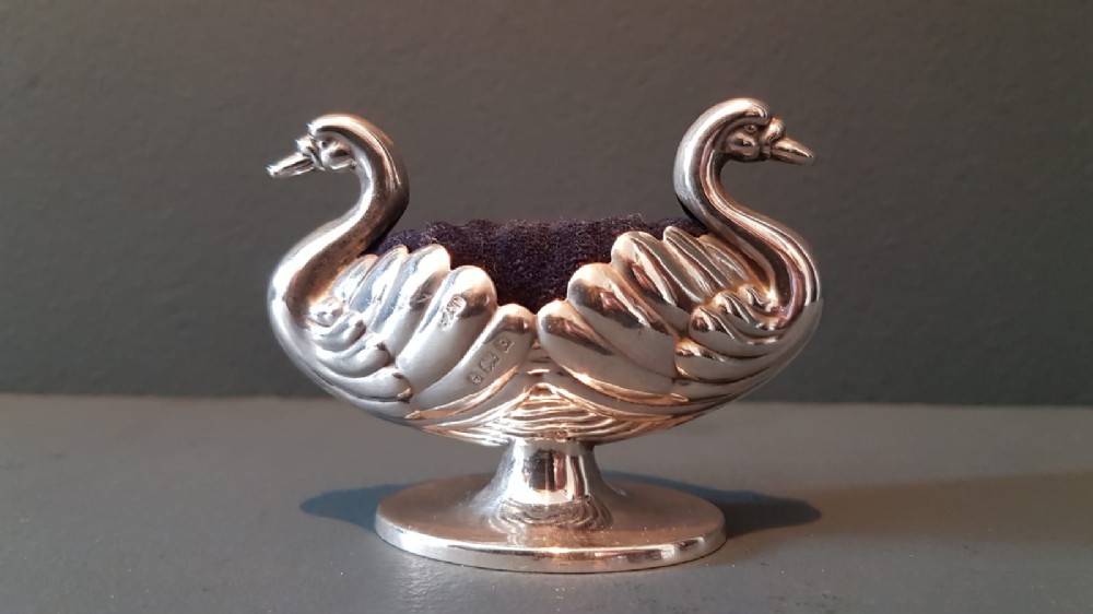 Victorian Double Head Swan Pin Cushion
