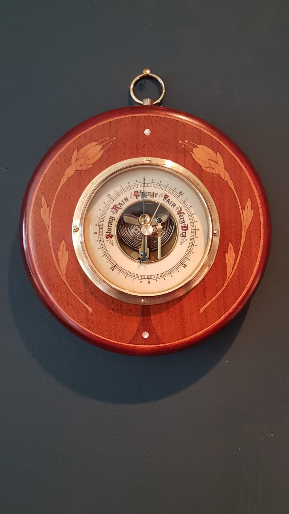 Quality Edwardian Inlaid Mahogany Barometer
