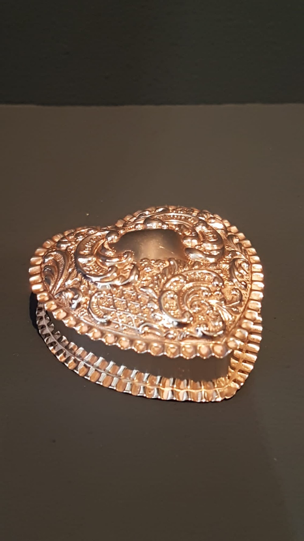 Antique Silver Heart Shaped Ring Box